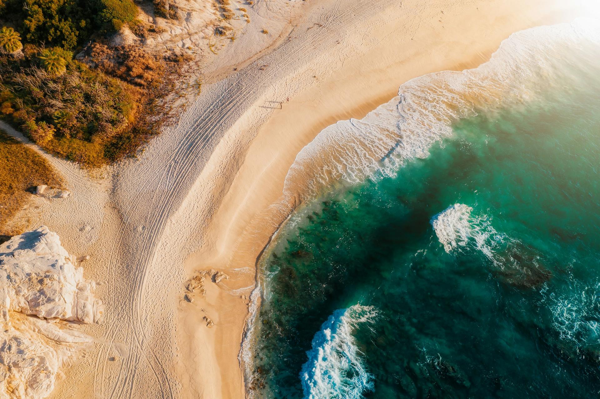 Aerial view of a protected Los Cabos beach